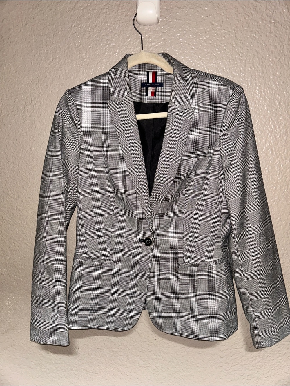 Women’s Tommy Hilfiger Gray Glen Plaid Single-Button Blazer